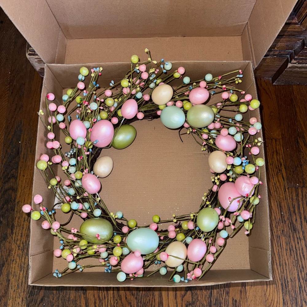 Easter - Pastel Egg Spring Wreath - Home Holiday Decor 12 in - Picture 7 of 9